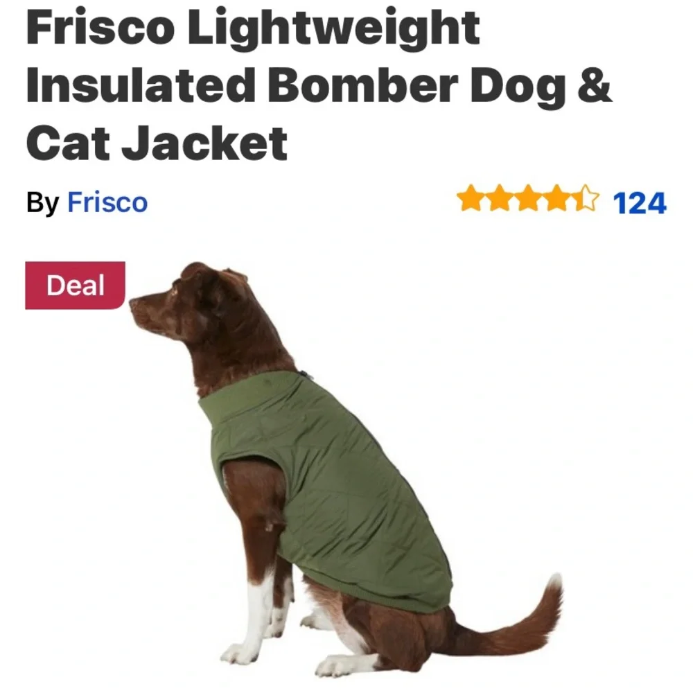 Lightweight bomber‎ dog coat, large